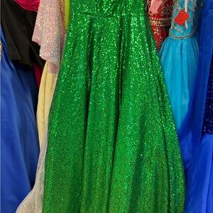 Green Sequin Gown. Pageant or prom